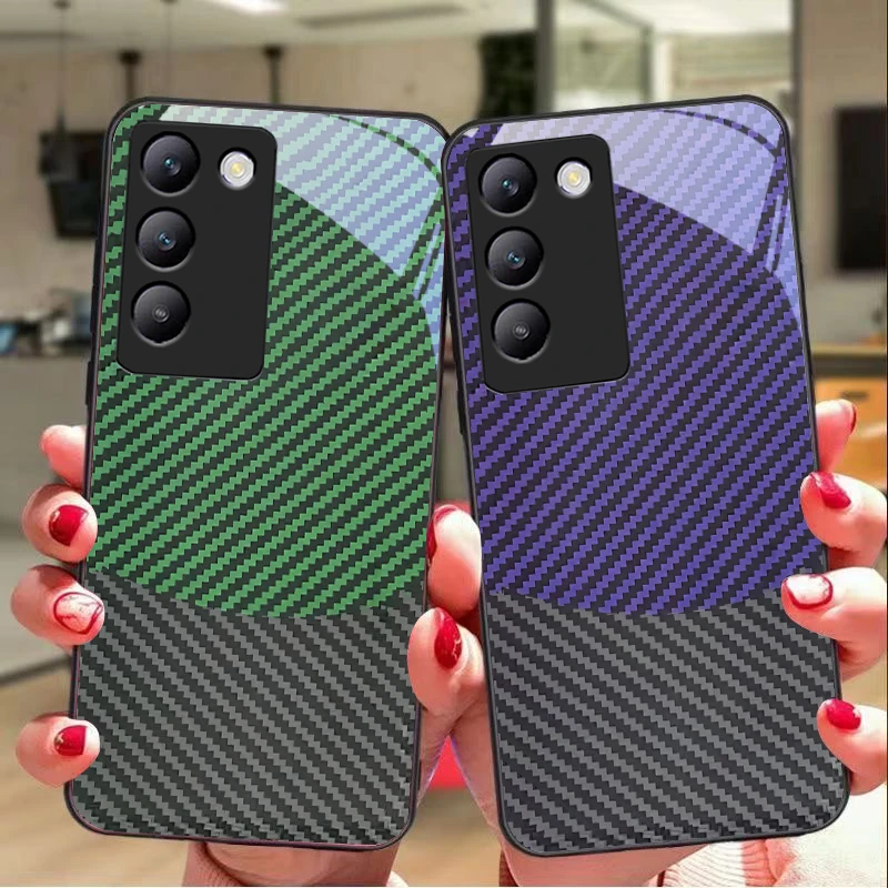 Two tone stripes For Y72 33S 11 03 36 96 Lite 35 16 Iqoo 12 V40 SE 5G 29 40 21 30 X80 Pro Vivo Tempered glass phone case black