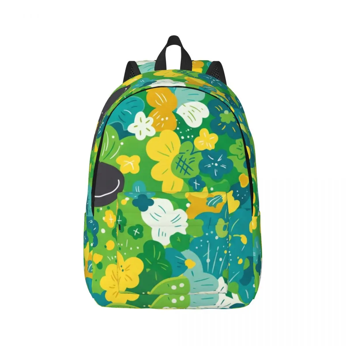 Aesthetic Animal Student Backpack Allover Floral Cat Whimsical Illustration Vibrant Multi Color Women Girls Daypack for College