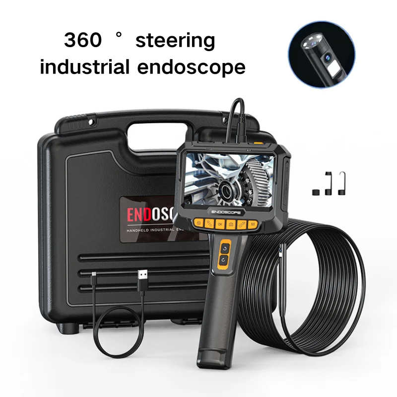 5inch Screen Industrial Piping Endoscope Automotive Controlled Rotary Camera 360° Steering Rotation For Cars Mobile Inspection