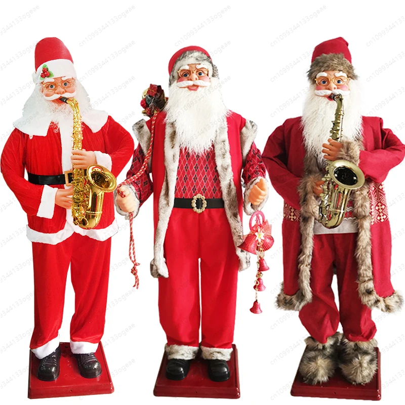 Large Animated Santa with Saxophone, 1.8m Motorized Dancing Decor for Christmas