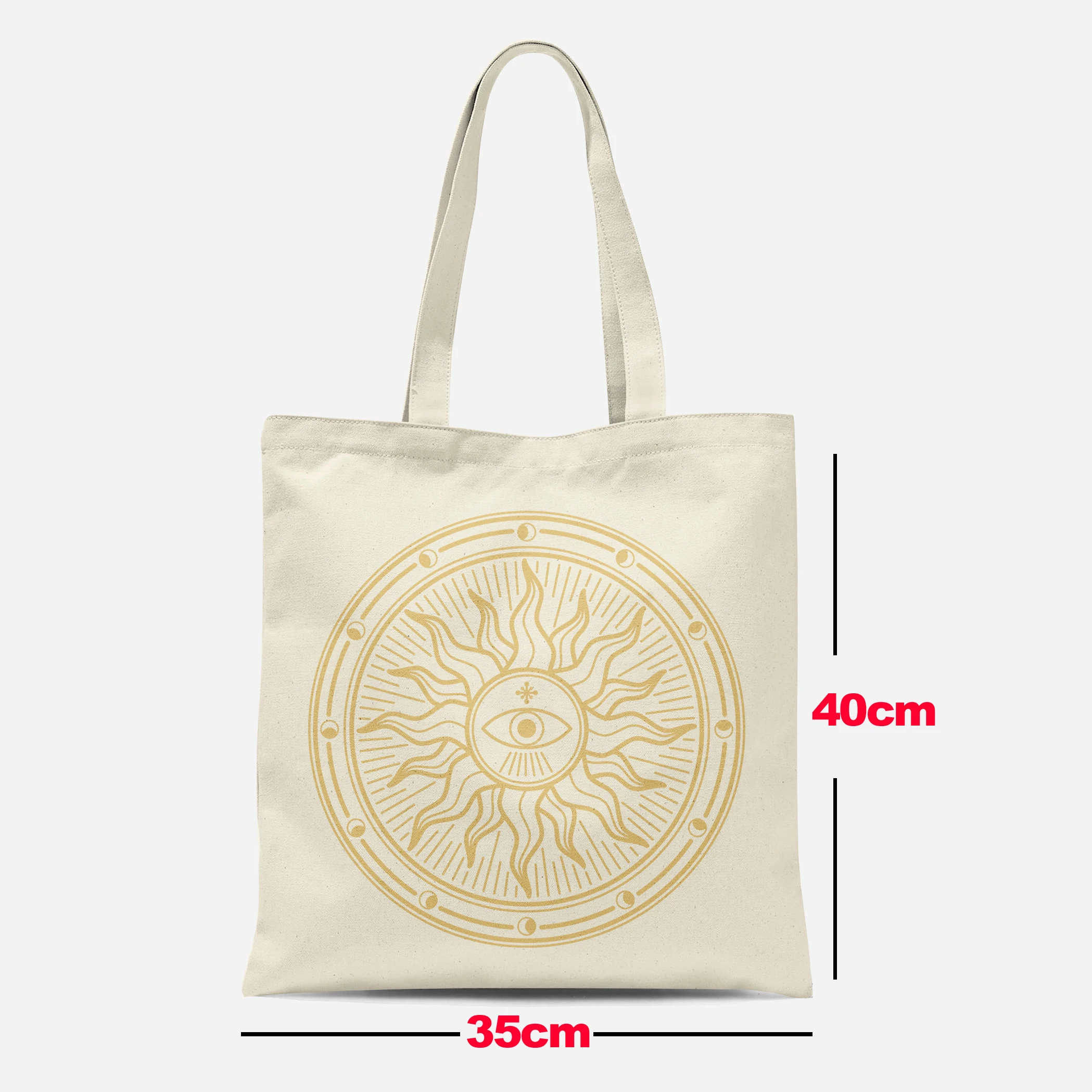 Golden celestial symbol women's handbag large capacity shoulder bag environmentally friendly shopping handbag canvas