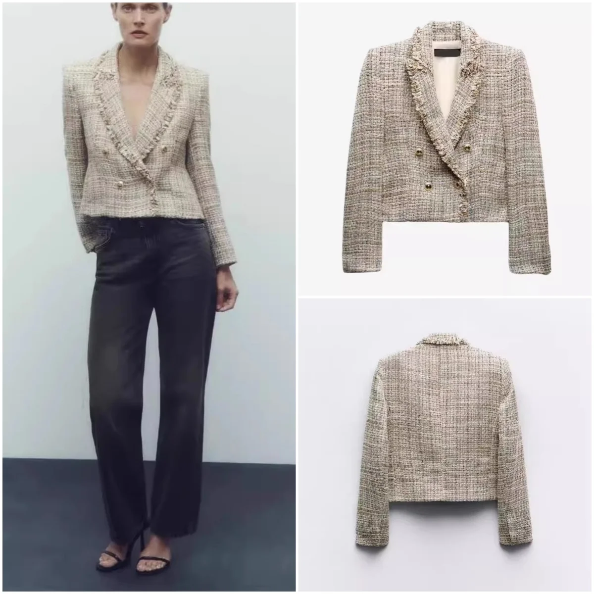 

Осень-зима, Новое поступление, женский текстурированный костюм с двойными пуговицами и потертым воротником Jaet Commute Sle Slim Fit Long Sve ort...