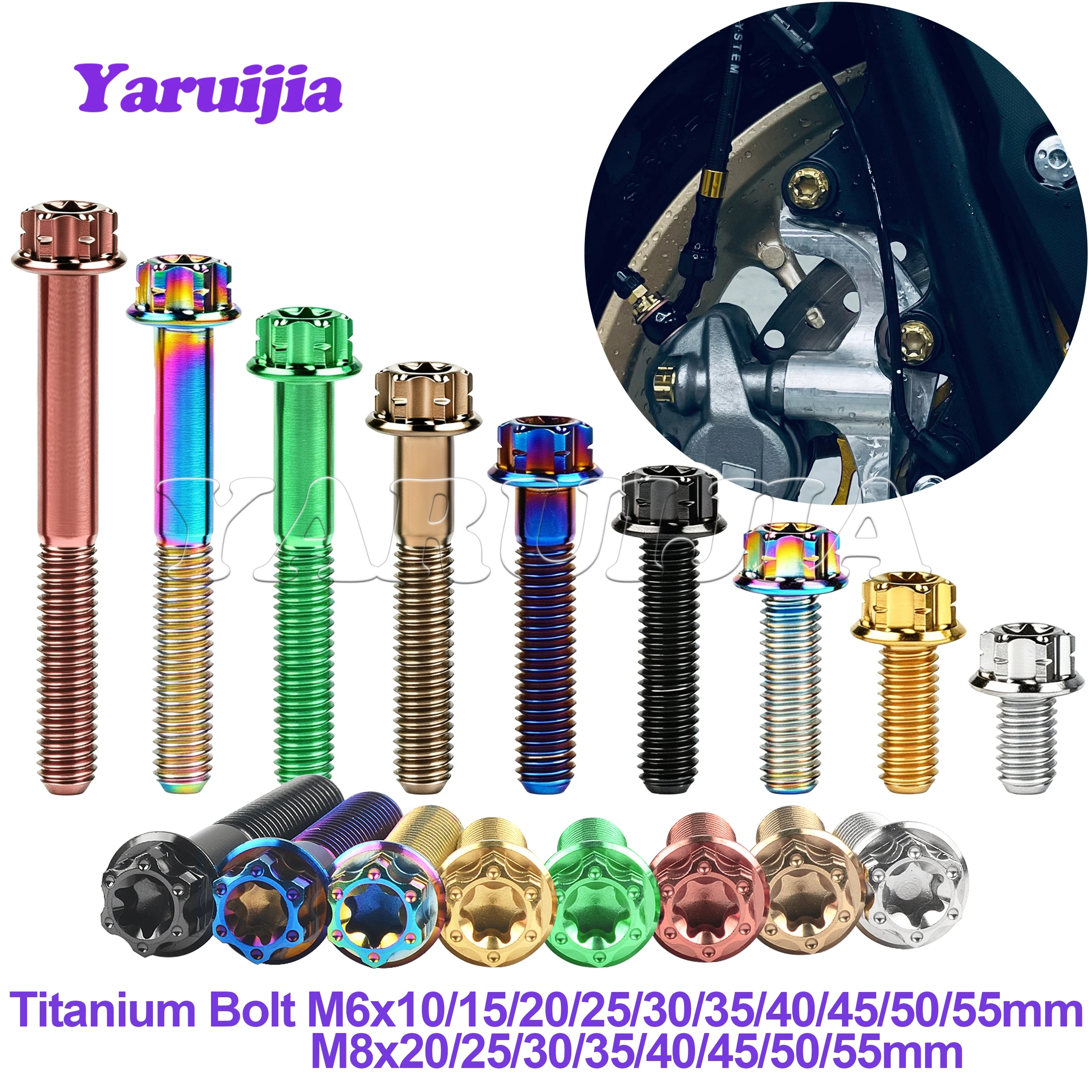 Yaruijia GR5 Titanium Bolt M6/M8x10/15/20/25/30/35/40/45/50/55mm Flange Torx Head for Motorcycle Decoration Modification