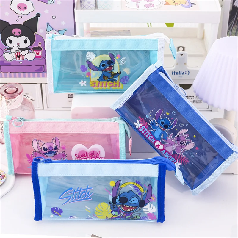 4pcs/lot Kawaii Stitch Pencil Case For School Disney Pencil Box Kawaii Stationery Organizer Pen Bag School Supplies Kids Gift