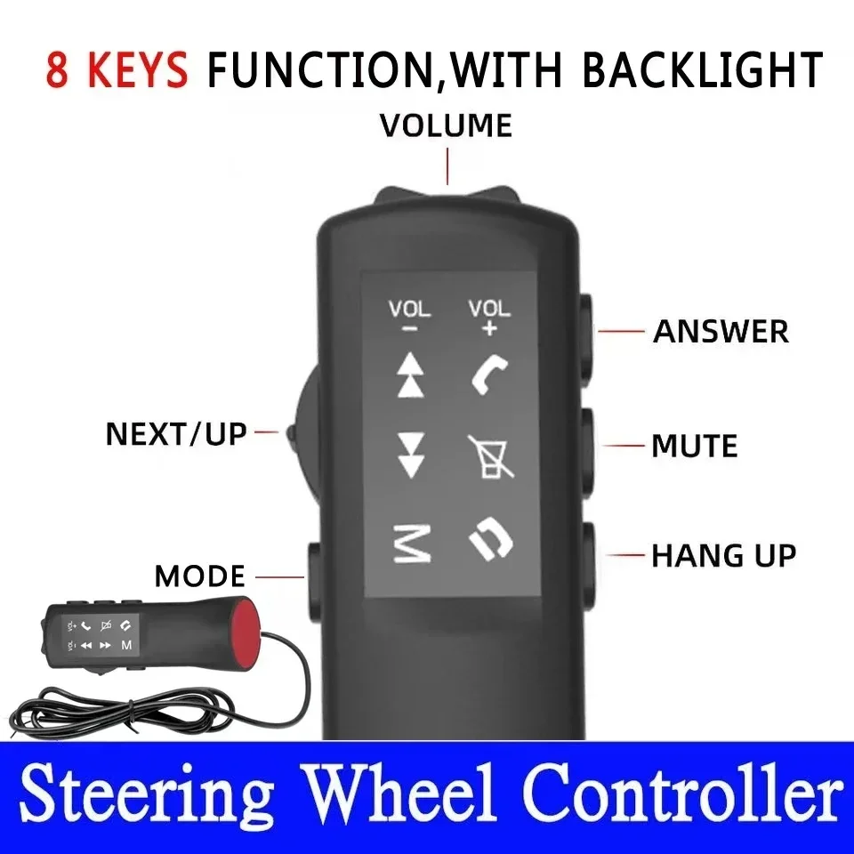 12V 8 Keys Car Steering Wheel Buttons Switch Control for Car Radio Music Phone DVD Navigation Remote Controller Universal