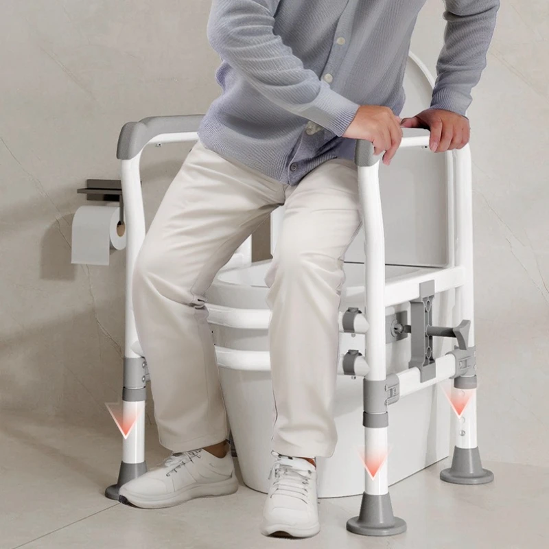 Height Adjustable No Drill Toilet Grab Bar Bathroom Safety Handrail For Elderly Nursing Home Raised Toilet Seat Lift Assist