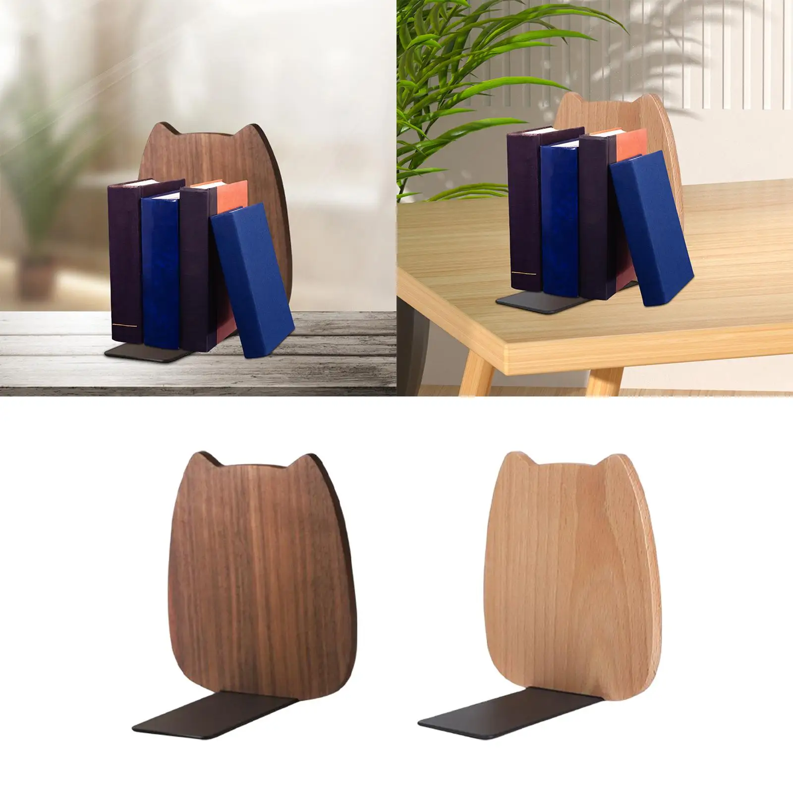 Wooden Bookends Wood Book Ends Wood Bookends for Shelves for Desktop Shelf