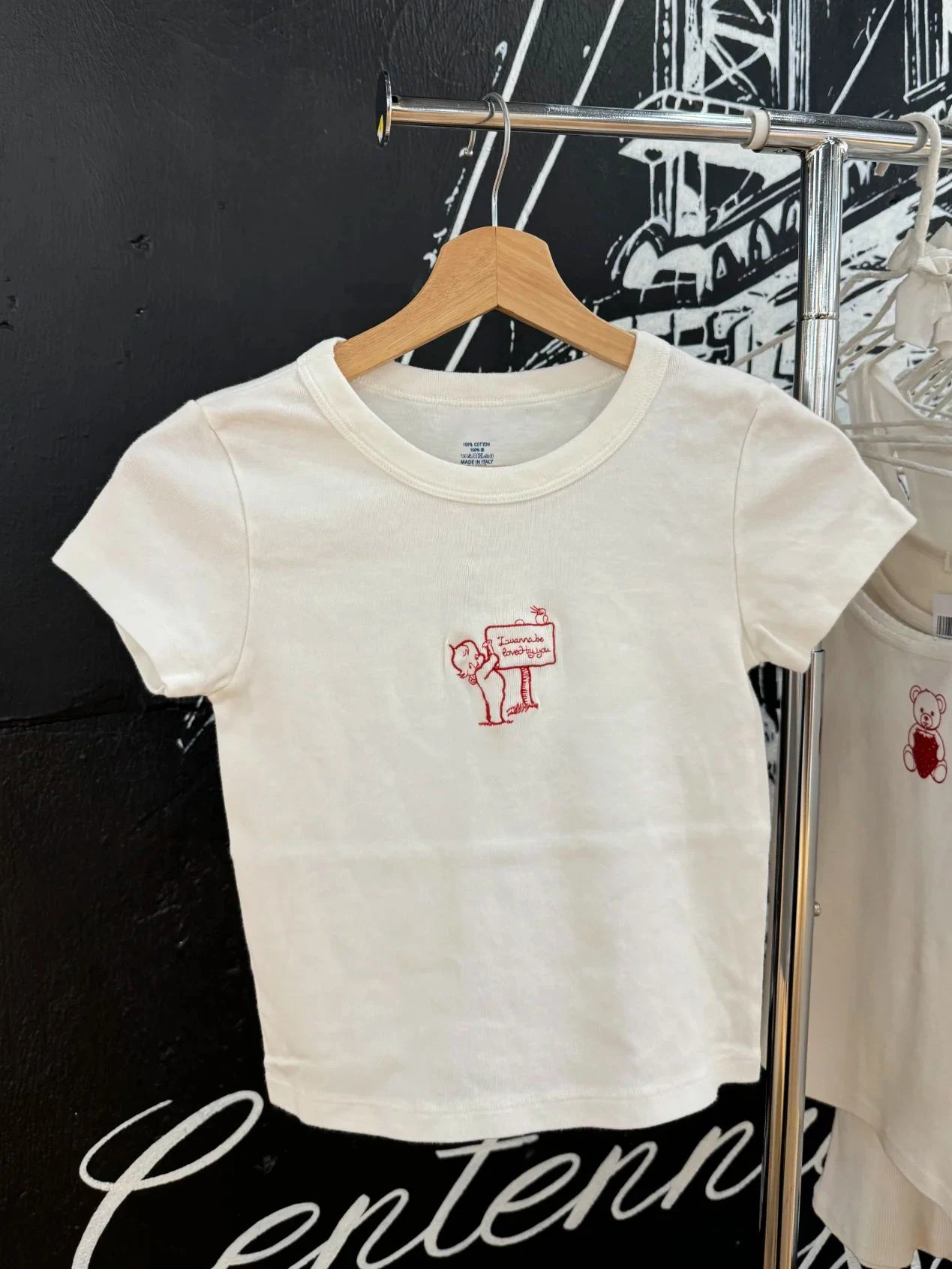 Angel Baby Embroidery Slim Crop Top Woman Summer Round Neck Short Sleeve Cotton Tees Casual Sweet Preppy Style Tshirts Y2k Tops