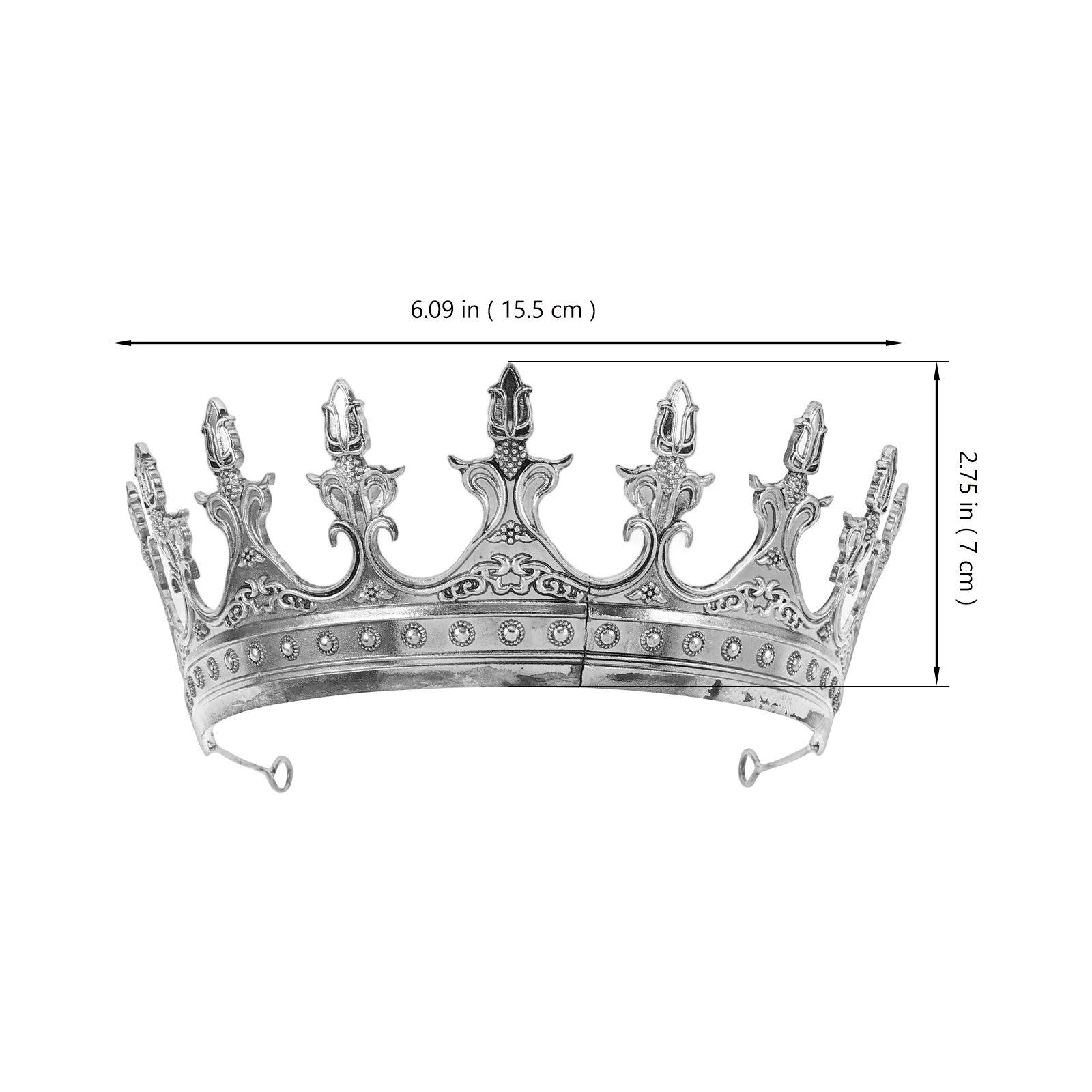 King Crown For Men Silver Prince Tiara Diadem Royal Medieval Costume Headwear For Wedding Birthday Cosplay Party Supplies