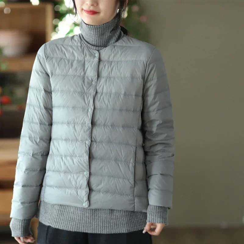 Women's Models Fairy Fall Winter Coat Liner V-neck Light Warm Casual Comfortable New Versatile Slim Trend Brand Luxury Harajuku