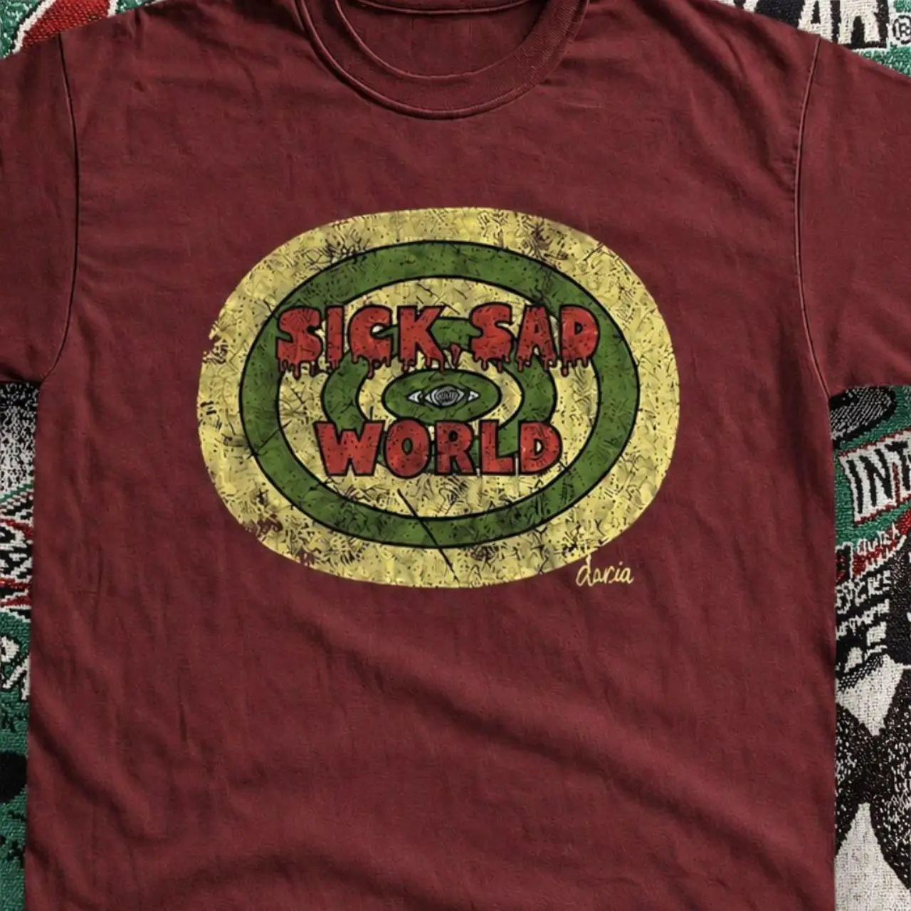 Sick Sad World Grafik-T-Shirt rotbraun Unisex 2026 Sommer Neu Damen Vintage – Detail 4