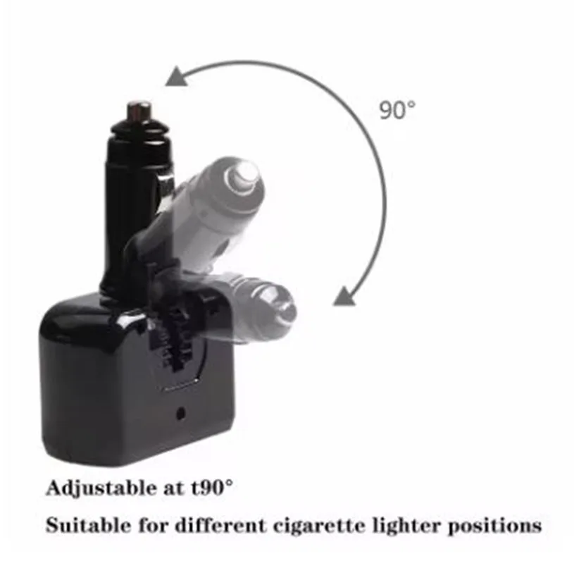 90 degree cigarette lighter adapter 90 degree rotation car cigarette lighter one with two one point two car  charger car charger Multi-angle Blu-ray