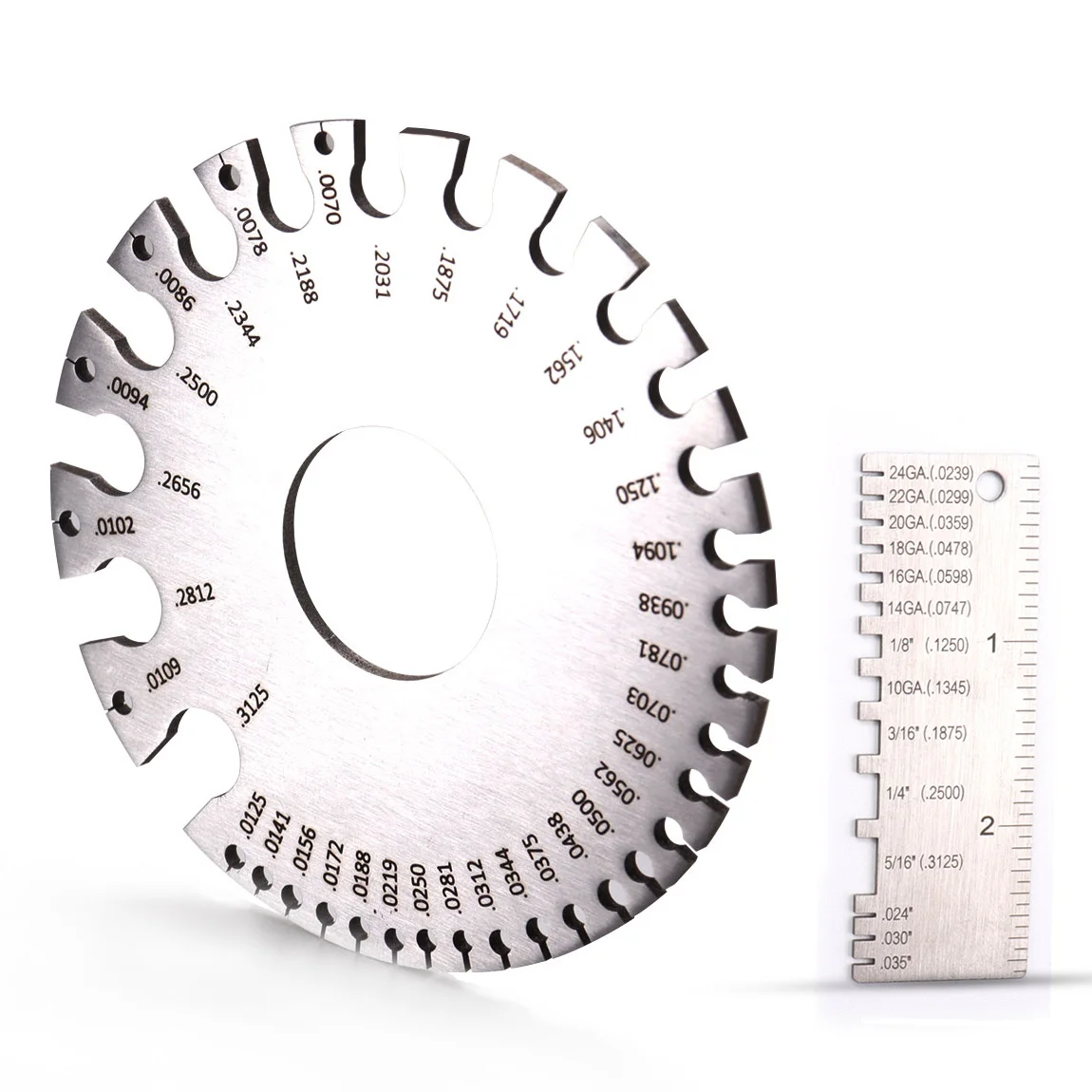 

2pcs/Set 0-36 Round/Square AWG SWG Wire Gauge Thickness Ruler Gauge Diameter Stainless Steel Measurer Welding Inspection Tool