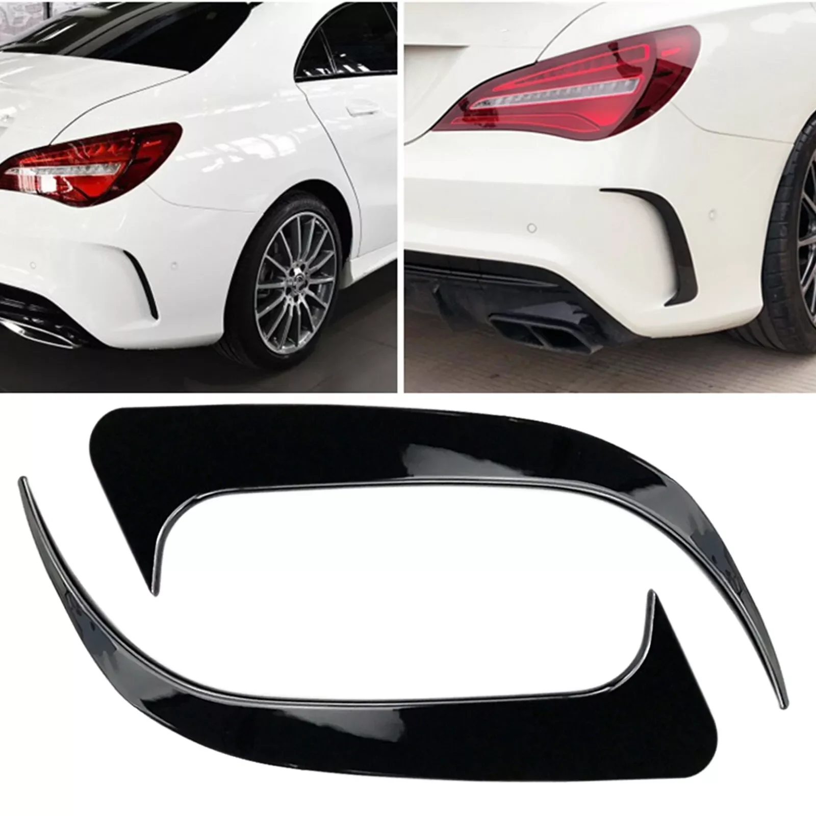 2 قطعة لمرسيدس بنز CLA 45 AMG W117 250 200 لمعان أسود ABS شفة ممتصة للصدمات الخلفية سبويلر Canards فتحات اكسسوارات السيارات