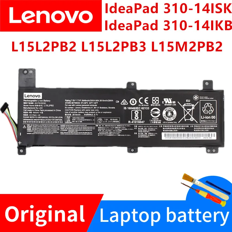 

New Lenovo Original IdeaPad 310-14ISK 310-14IKB Laptop Battery L15L2PB2 L15L2PB3 L15M2PB2 7.6V 30Wh 3948mAh