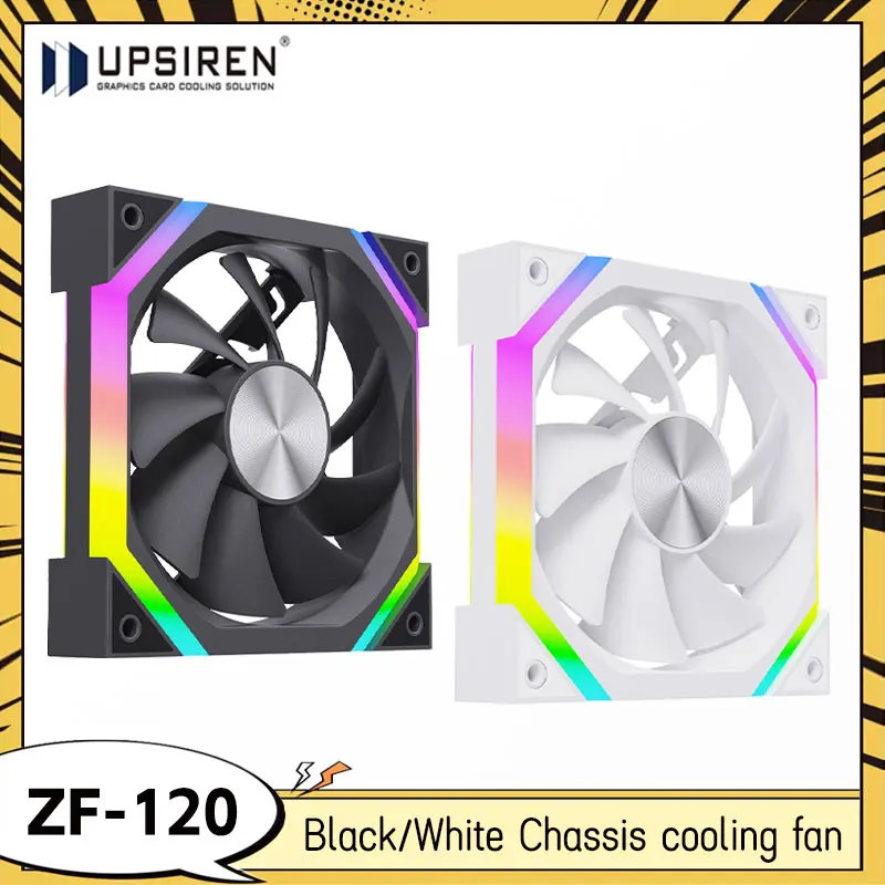 

UPSIREN ZF-120 Корпусный вентилятор 4-контактный ШИМ малошумящий 5 В 3-контактный интерфейс Гидравлический подшипник ARGB Shenguang Синхронный охлаждающий вентилятор Черный