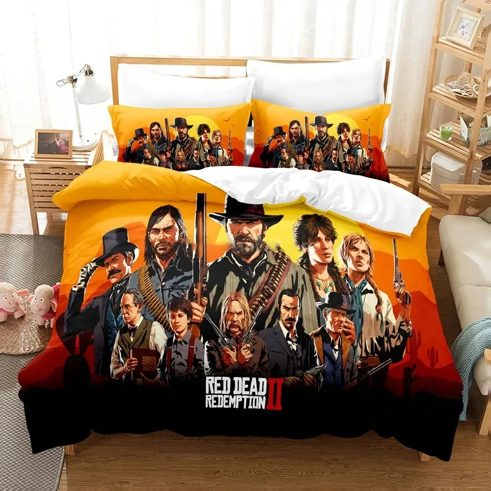 Game Red Dead Redemption Bedding Set Boys Girls Twin Queen Size Duvet Cover Pillowcase Bed Kids Adult Home Textileextile