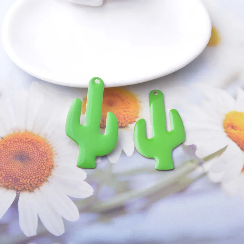 6 Stück Kupfer beidseitig emaillierte Kaktus-Anhänger, bunte Damen-Halsketten- und Ohrring-Accessoires, Öltropfen-Anhänger, DIY-Schmuckzubehör – Detail 5