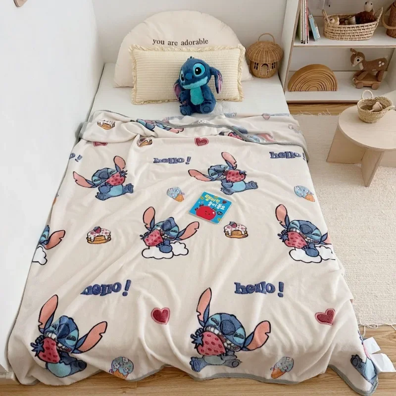 Disney Snowflake Velvet Cartoon Anime Kawaii Lilo&Stitch Printed Accessories Sofa Office Napping Coral Velvet Blanket