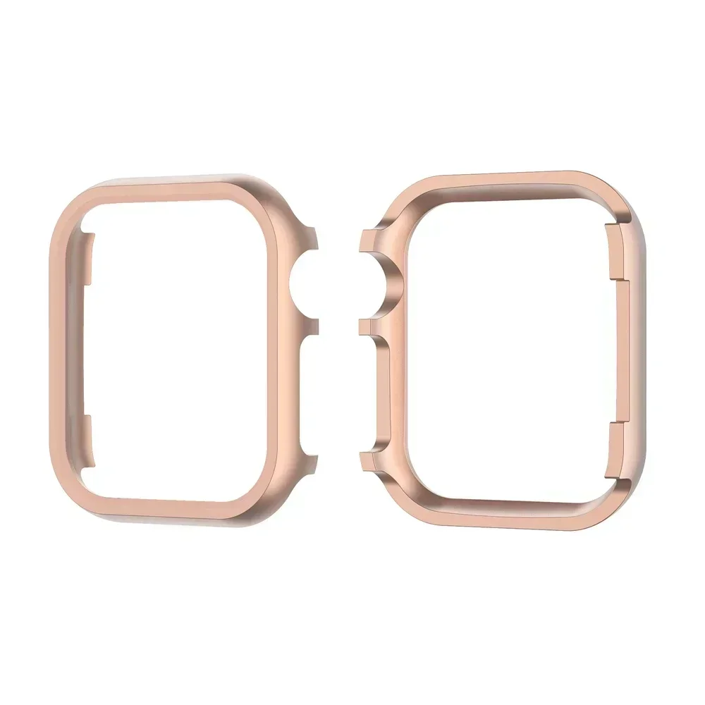 Accessories for Apple Watch Case 45mm 44mm Metal Bumper Protective Cover Frame for iWatch SE Series 7/6/5/4 Cases Aluminum Gold