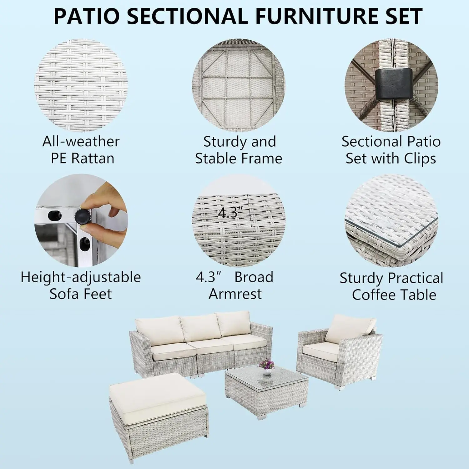 Patio Furniture Set Outdoor Furniture,Patio Furniture with Coffee Table,Outdoor Patio Furniture,Patio Sectional for Garden,Lawn