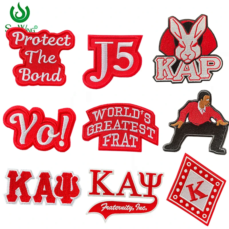 Paquete de parches termoadhesivos bordados Kappa Alpha Psi personalizados, Parafernalia de letras griegas de estilo fraternidad para chaquetas, chalecos, bricolaje