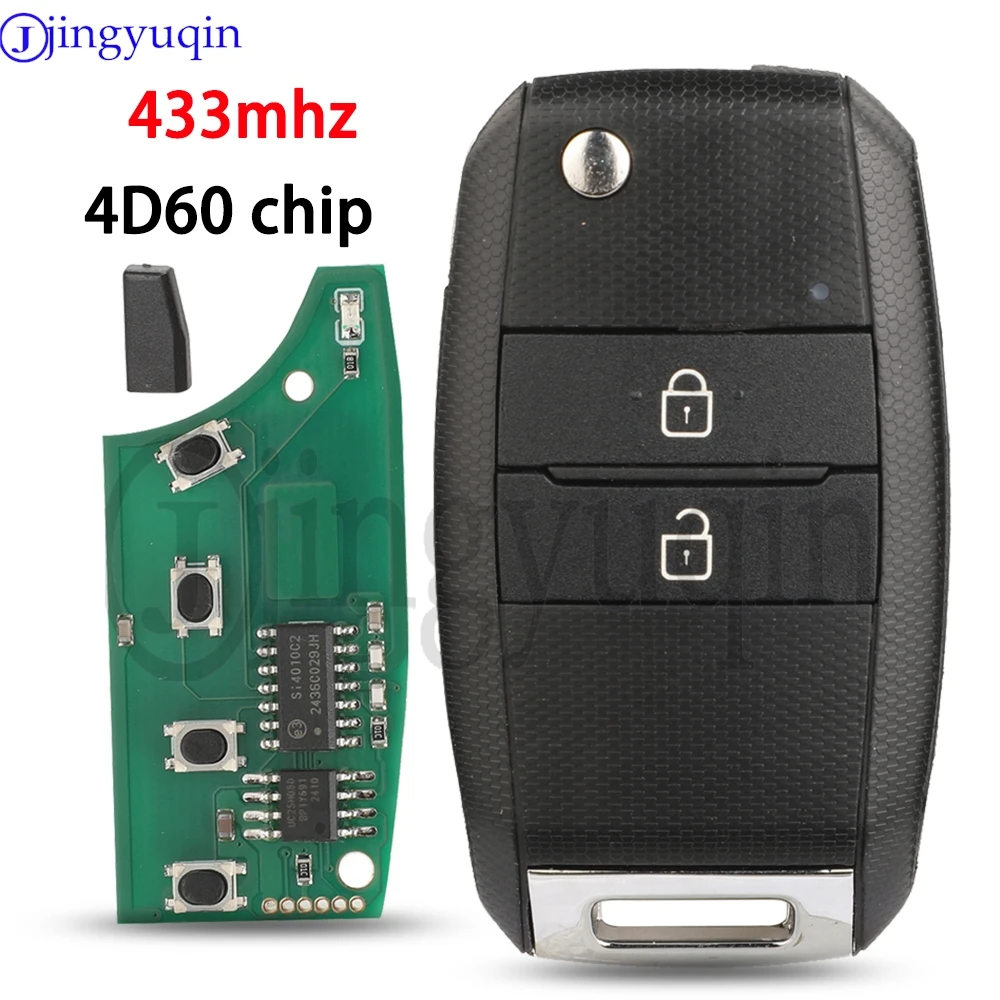 

jingyuqin 2 Buttons Smart Remote Car Key Fob For Kia picanto 2015 433MHz 4D60 Chip Replacement Model: DD2TX1307-TA