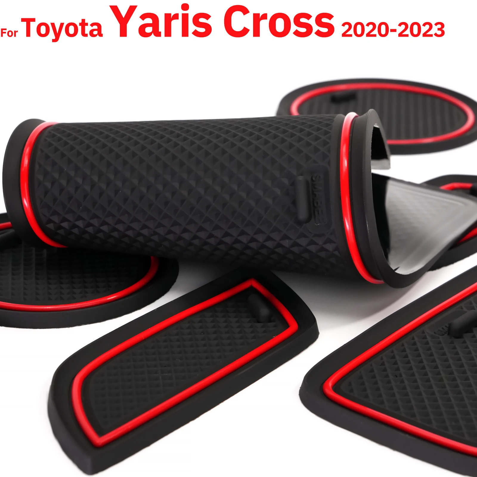15 Stück für Toyota Yaris Cross 2020–2023, Türschlitz-Mittelkonsolen-Getränkehalter-Einlagepolster – geräuschreduzierend, rutschfest, flexibles PVC – Detail 6