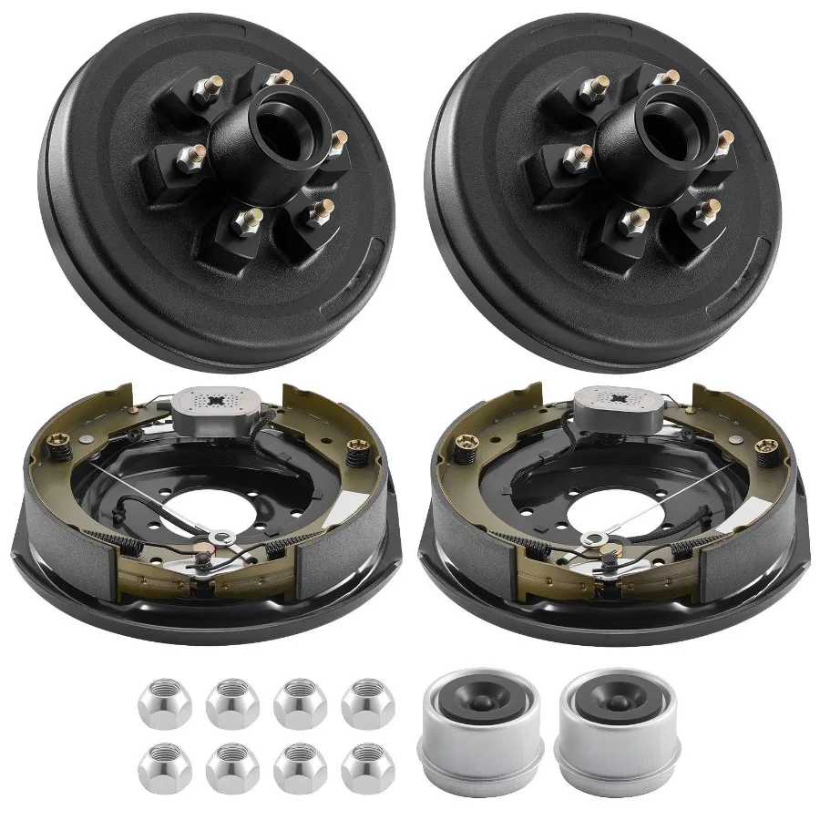 

Electric Trailer Brake Assembly 12 x 2 Inch 1 Pair Self-Adjusting Electric Brakes Kit for 6000 lbs Trailer Axle Black Backing P