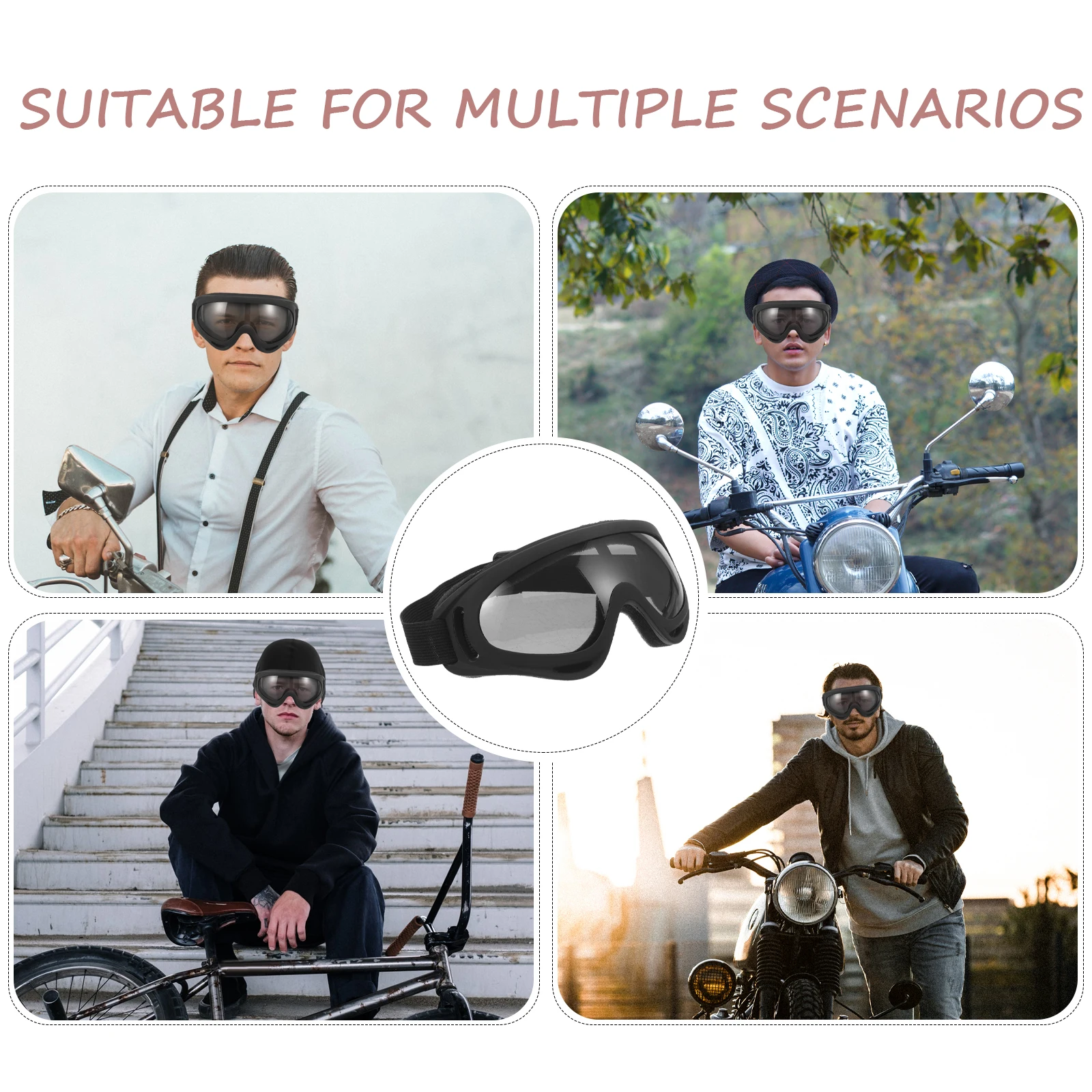 

Windproof Glasses Black Frame Gray Lens Cycling Goggles Skiing Eyewear Riding Protective Motorcycle Accessories Clear Lens