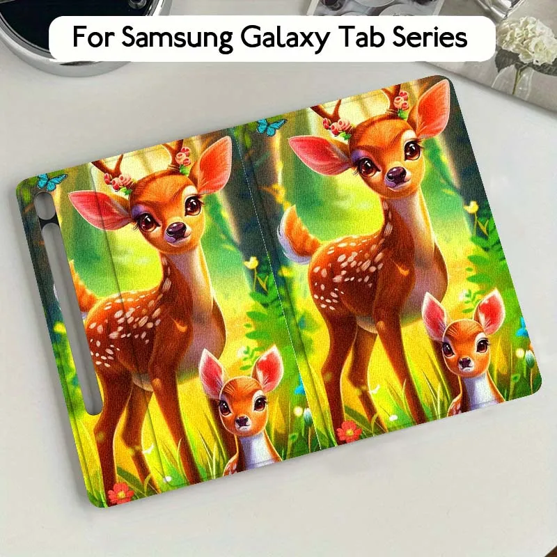 

Чехол для планшета Samsung Galaxy Tab S10 S9 S8 S7 FE Lite с рисунком черепахи и оленя, мягкий, гибкий, с подставкой, подарок