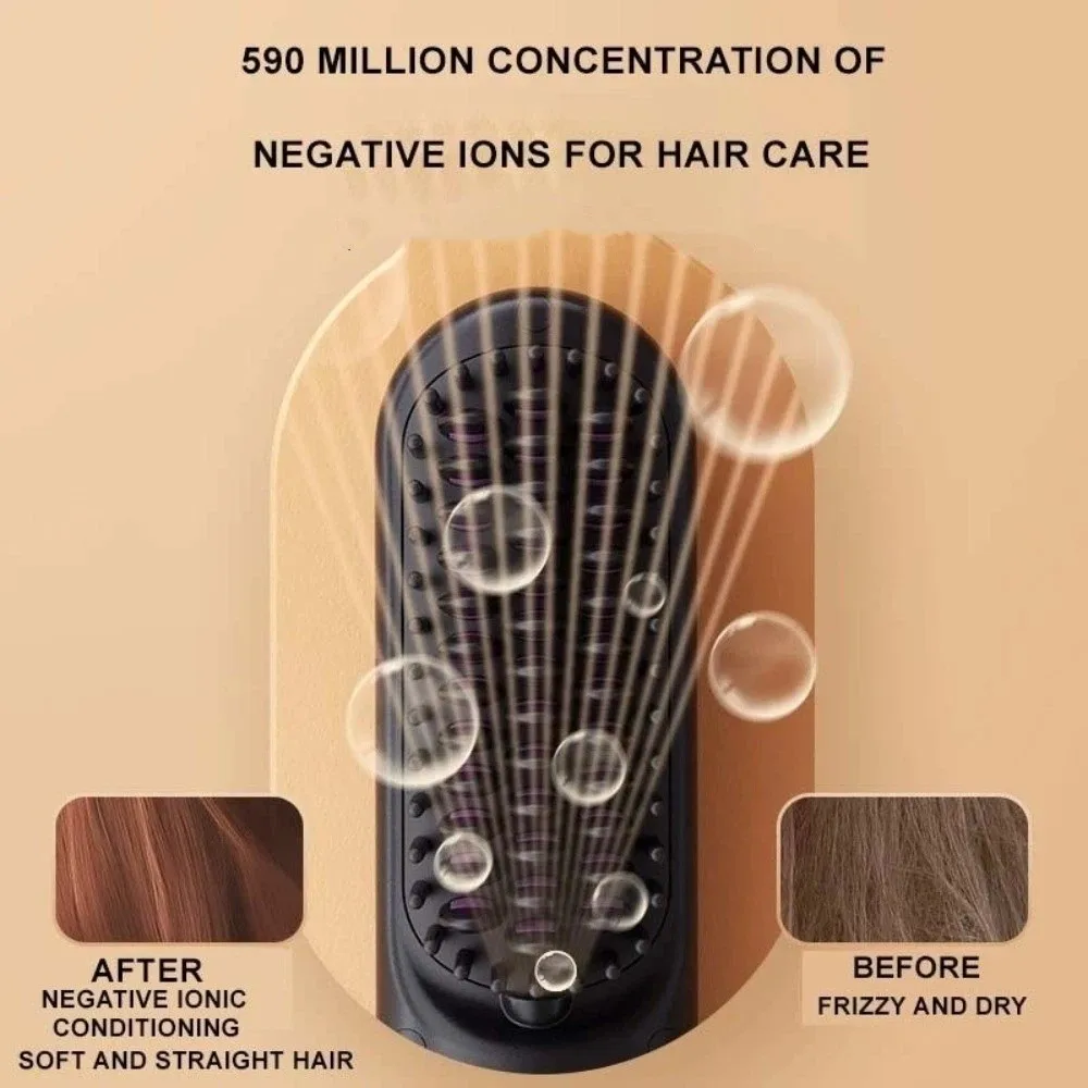 

9 Temp Settings Electric Hair Straightener Brush 120-220C° Anti-Scald Protection Heating Comb Dual-Function Operation