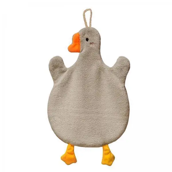 Cartoon Animal Fleece Hand Towel Absorbent Hanging Cleaning Cloths Skin Friendly Reusable for Kitchen Bathroom Laundry