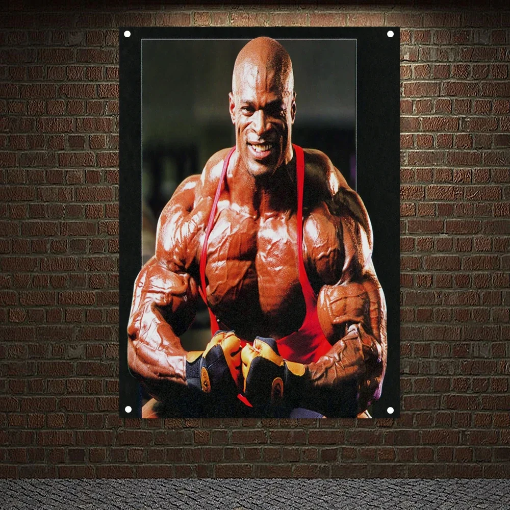 Man Body Building Wallpapers Wall Hanging Muscular Body Poster Canvas Painting Home Decoration Exercise Banner 4 Grommets Flag