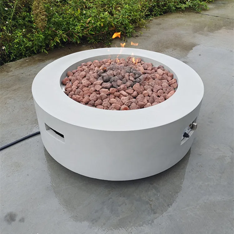 Round outdoor cement gas stove balcony patio barbecue grill concrete heater patio decoration