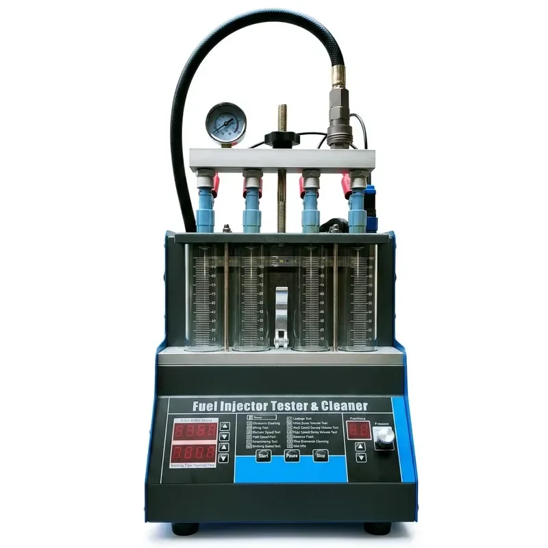 Fuel Injector Tester and Cleaner 4 Cylinder Ultrasonic with Reverse Flush No Dismantle Cleaning for Pump Service