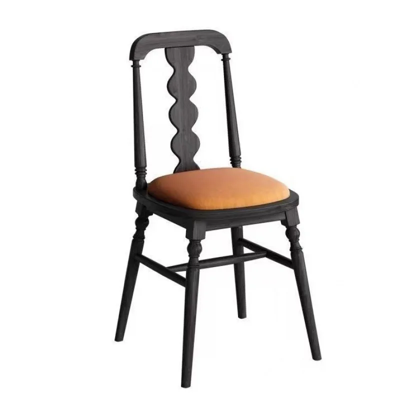 French vintage second-hand dining chairs chairs for home use Solid wood American backrest rattan light luxury simple restaurant