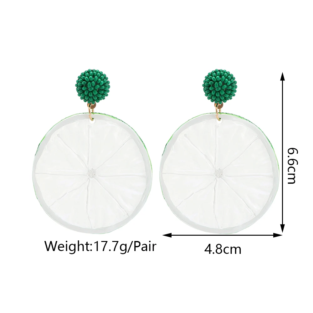 Fashion Acrylic Fruit Lemon Pitaya Strawberry Big Dangle Earrings For Women Trend Luxury Charm Elegant Particular Summer Jewelry
