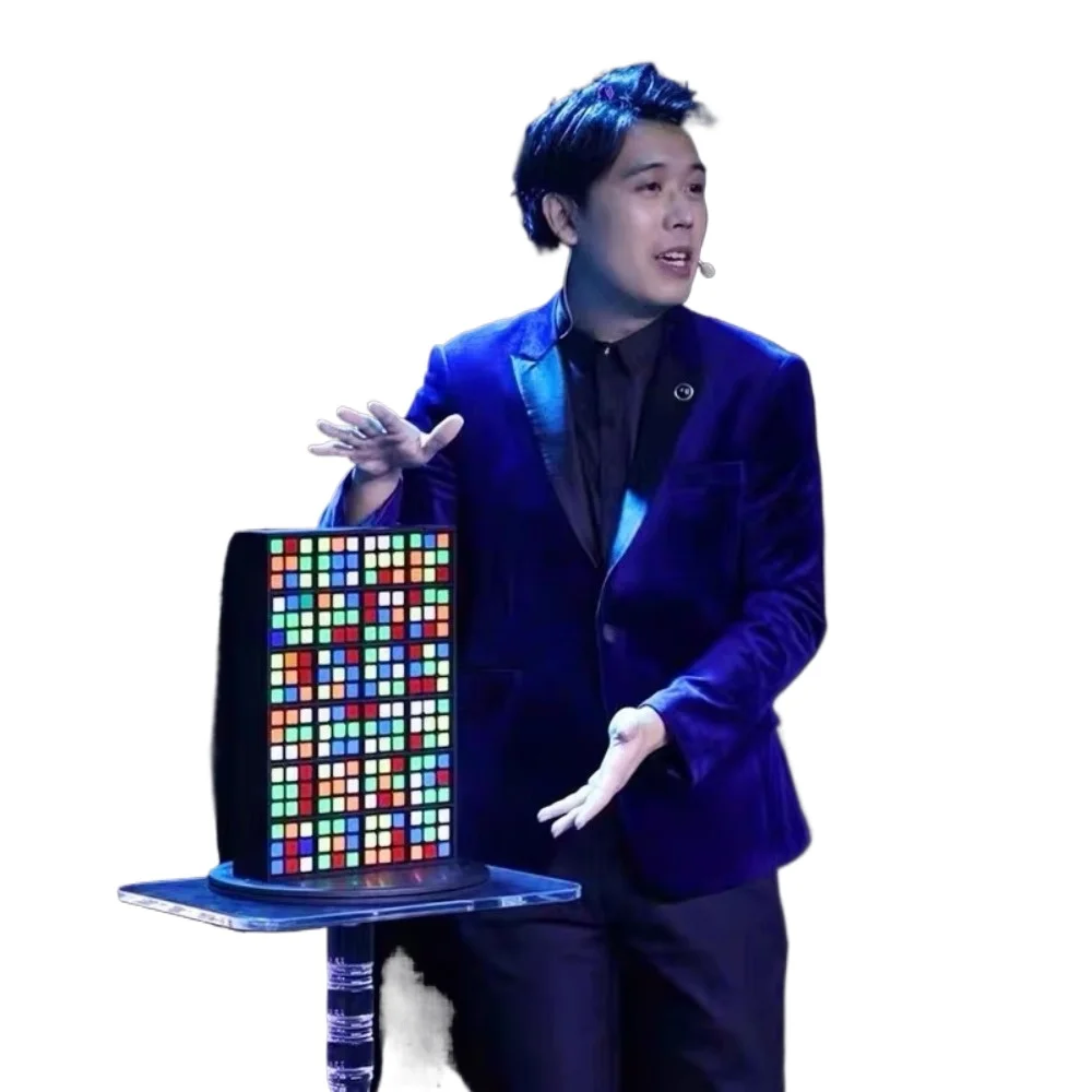 3x3 Illusion Cube Wall Stage Magic Prop, Magic Trick Gimmick Cube for Stage Performance