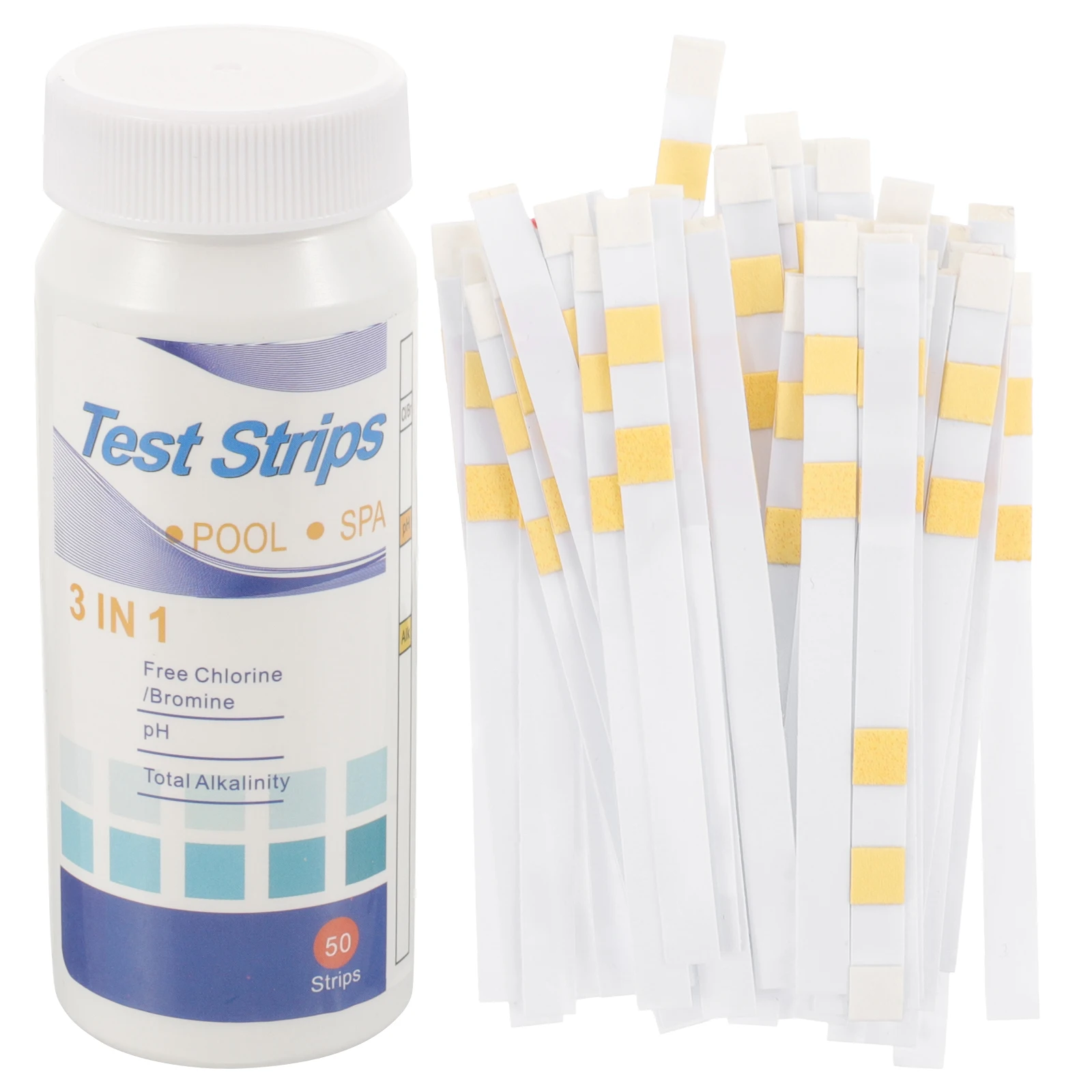 

50Pcs PH Test Paper 3-in-1 Water Test Strips for Pool Spa Hot Spring Reagent Strip Quality Testing Supplies Reagent Strip
