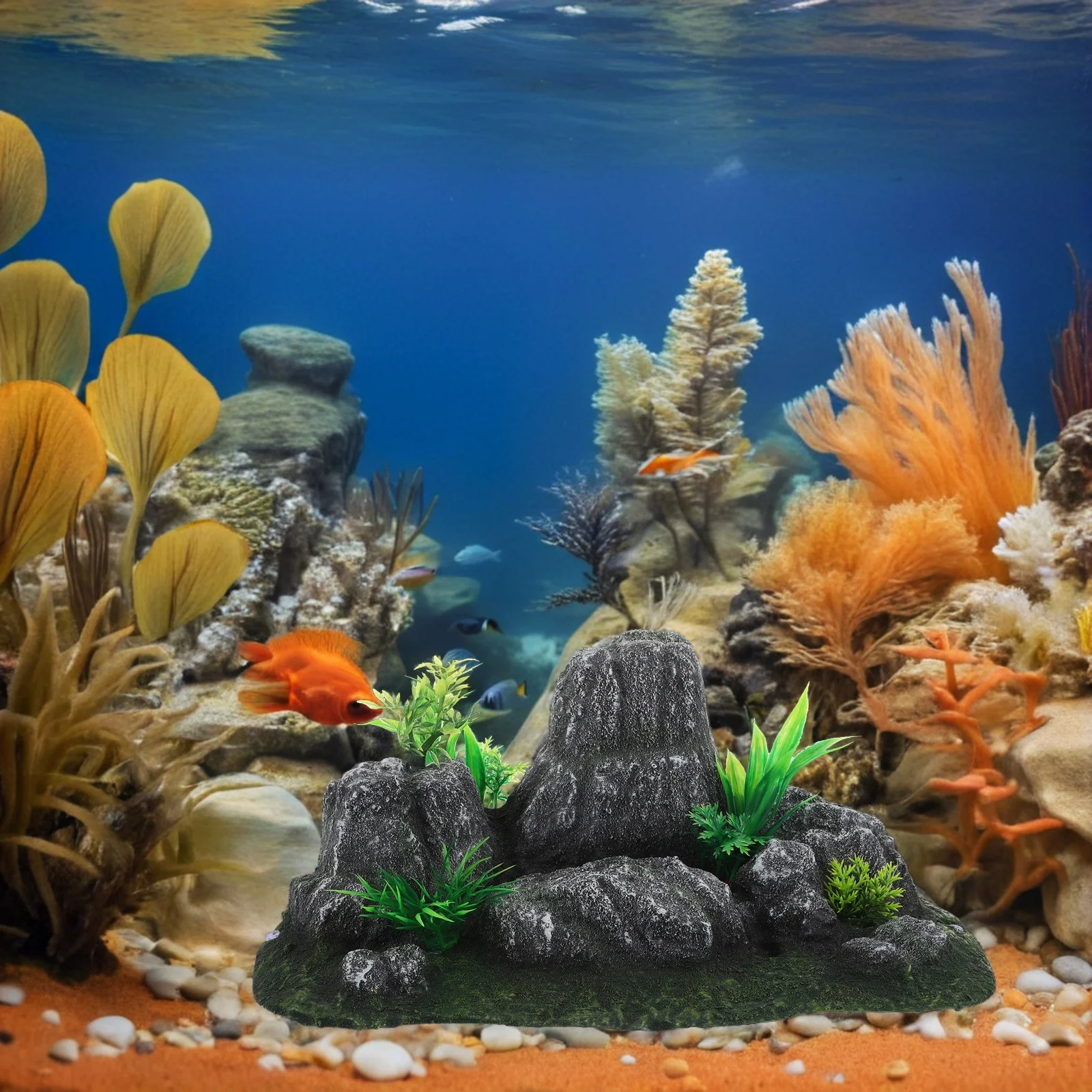 

Resin Aquarium Mountain Ornament with Lifelike Rockery Structure for Freshwater Saltwater Tanks Fish Shrimp Hideout Fish Tank