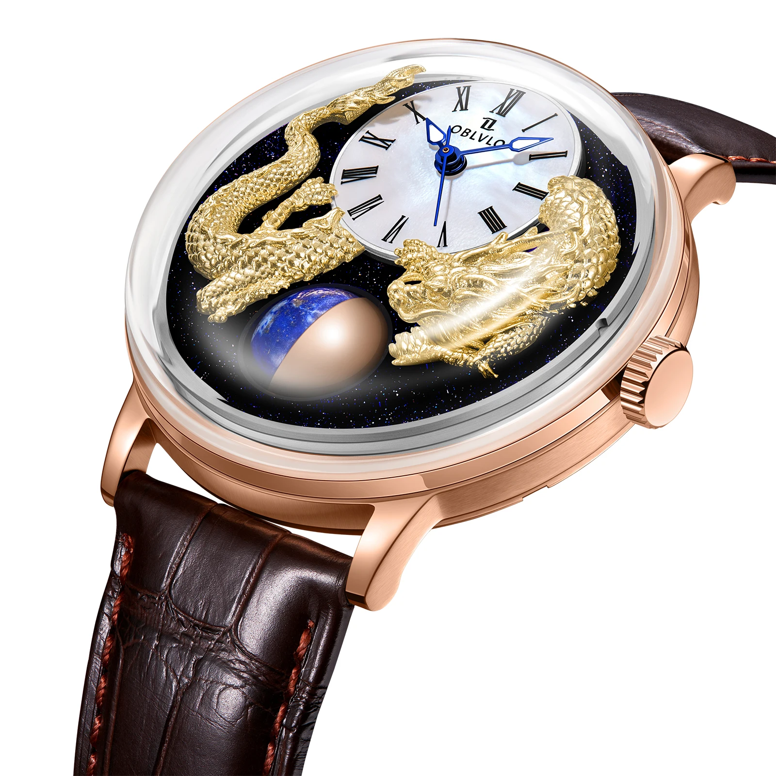 

OBLVLO мужские механические часы, чистые механические часы, креативные мужские часы, мужские часы, мужские часы