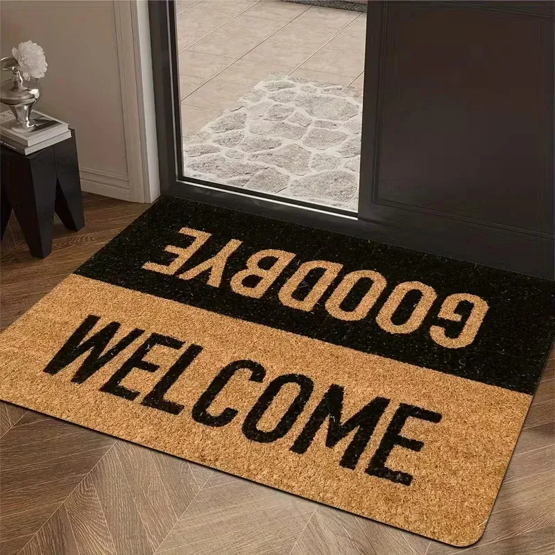 VIKAMA Alfombra divertida de bienvenida/adios para el hogar, sala de estar, entrada, alfombra de saludo personalizada, antideslizante, resistente al desgaste, decoración del hogar
