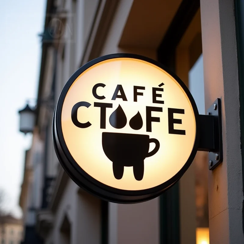 Custom Waterproof Round Acrylic LED Light Box for Cafes Double Sided Bright Storefront Signage with LED Lighting