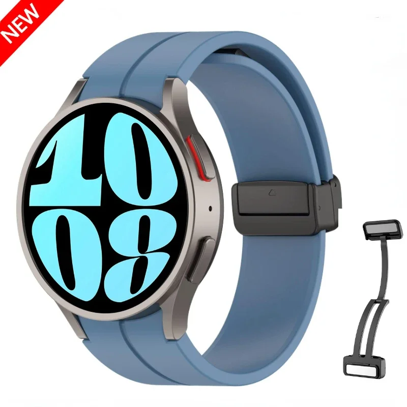 Correa de silicona para Samsung Galaxy Watch 6 Classic, Correa con hebilla magnética Original, 47mm, 43mm, 4/5/6/7, 44mm, 40mm, 45mm