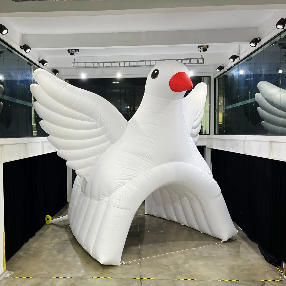 Cheap White Outdoor Inflatable Dove Tunnel Tent with Blower LED Lighting Waterproof Durable for Rental Sport Events Advertising