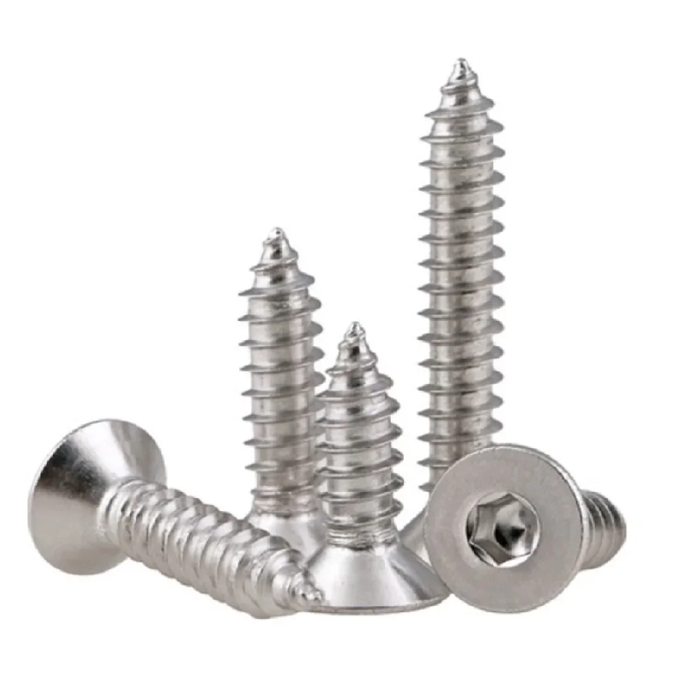 5-50pcs  M2 M2.5M3 M3.5M4 M5 M6 M8  Stainless Steel A2 Flat head Hexagon Hex Socket self tapping Screw