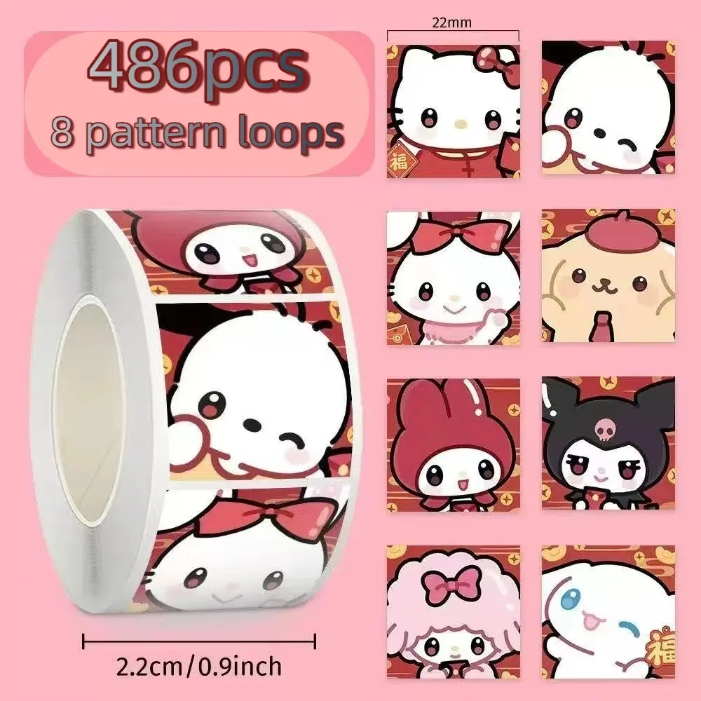 ملصقات My Melody وCinnamoroll & Kuromi 486 قطعة، أنماط شخصية، مثالية لسكرابوكينغ وديكور دفتر الملاحظات وتزيين الكمبيوتر اللوحي