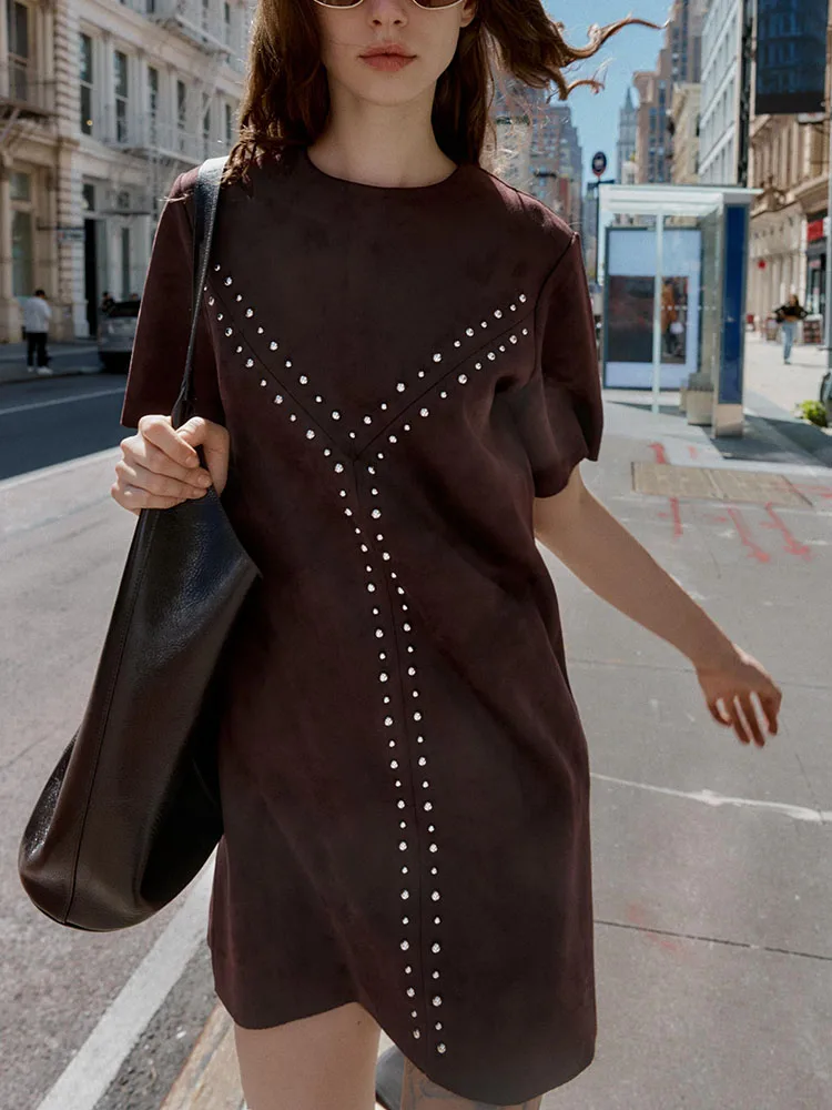 

Sweet Faionable ort Sve Faux Leather Effect Rivet Dr, Новое поступление, зимняя круглая юбка-миди, корейская