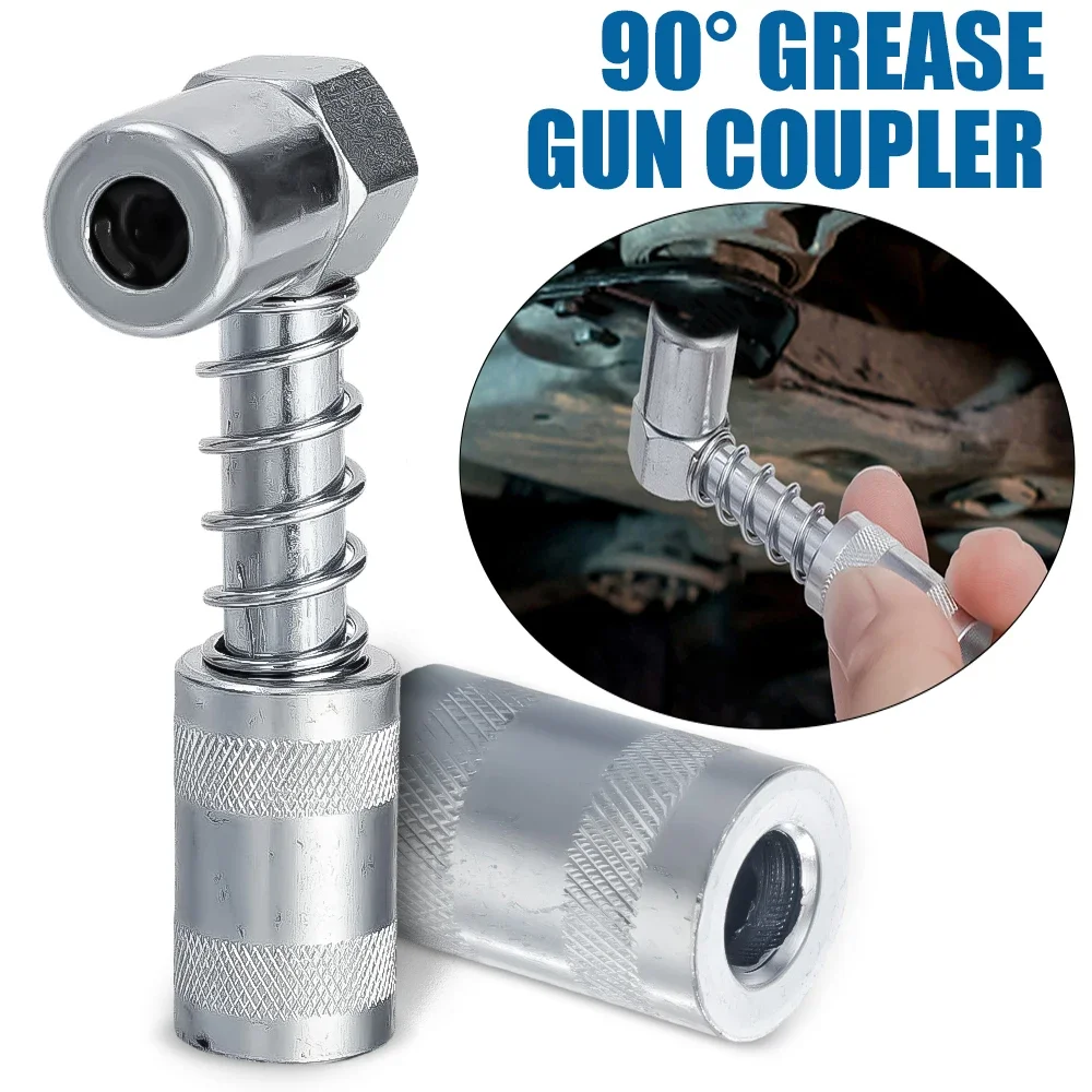 

90 Degree Grease Coupler Adapter Fitting Tools Universal Auto Truck Grease Fitting Sleeve Locks Coupler In Place Accessories